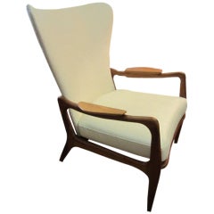 Adrian Pearsall Tall Wing Back Sculptural Walnut Lounge Chair