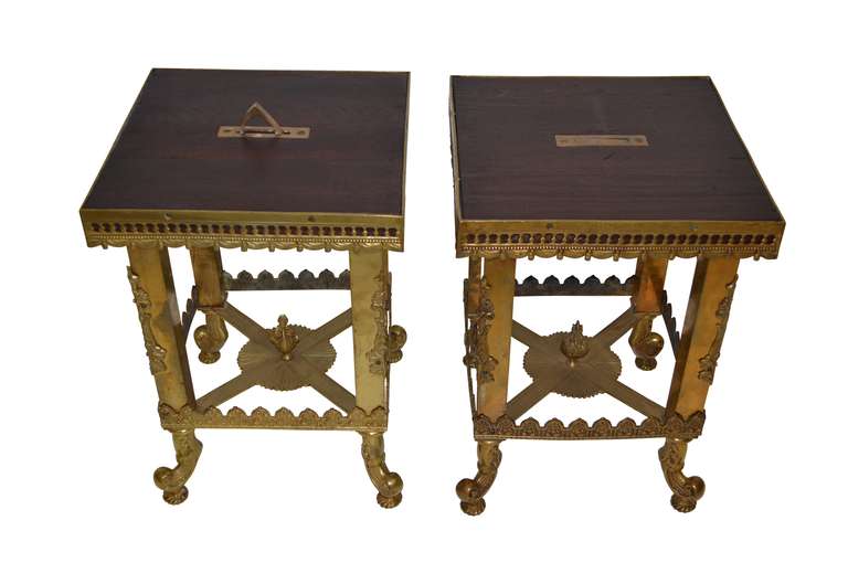 Pair of English 19th Century Campaign Side Tables