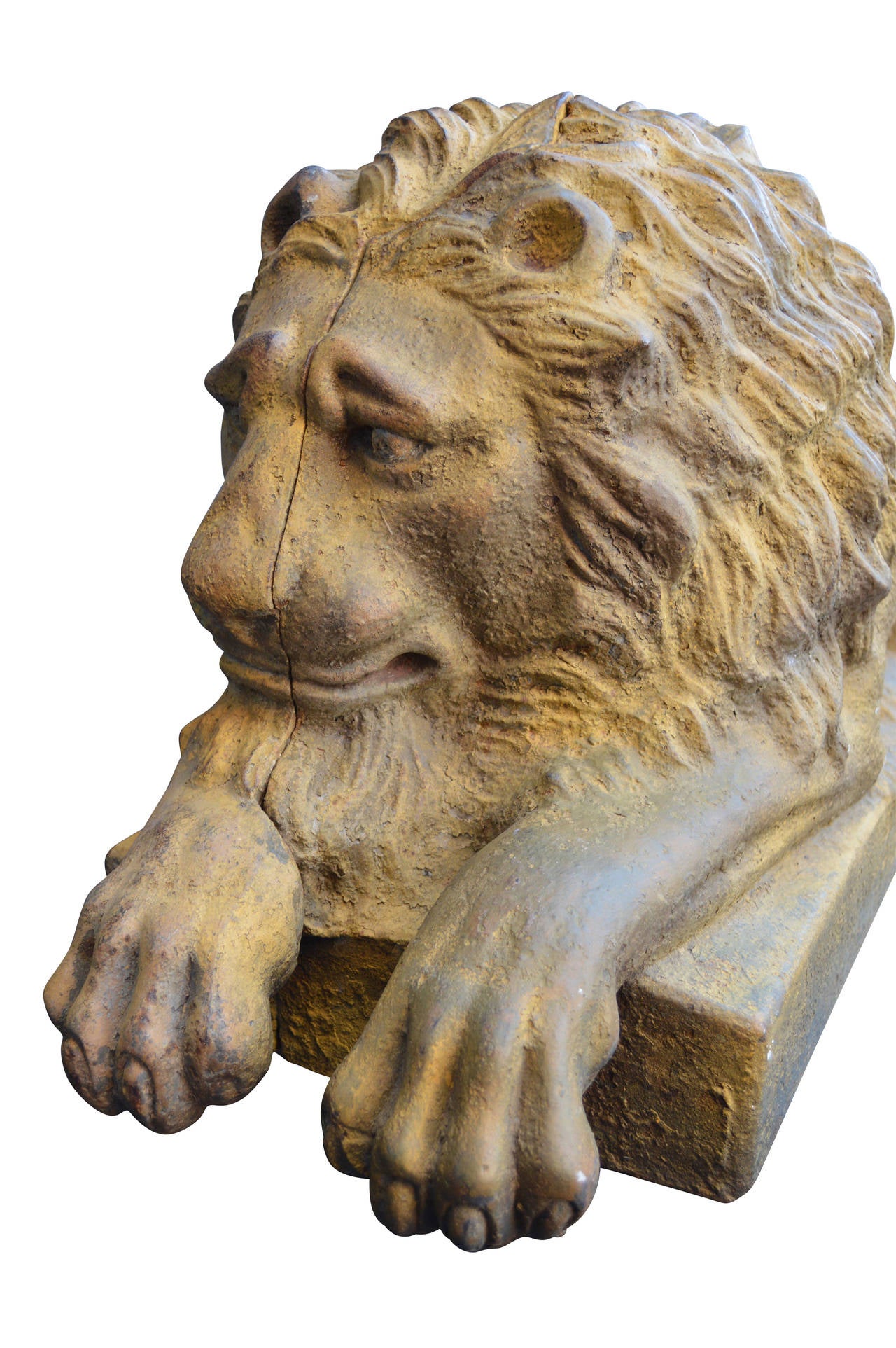 Large Set of Cast Iron Garden Lions 1