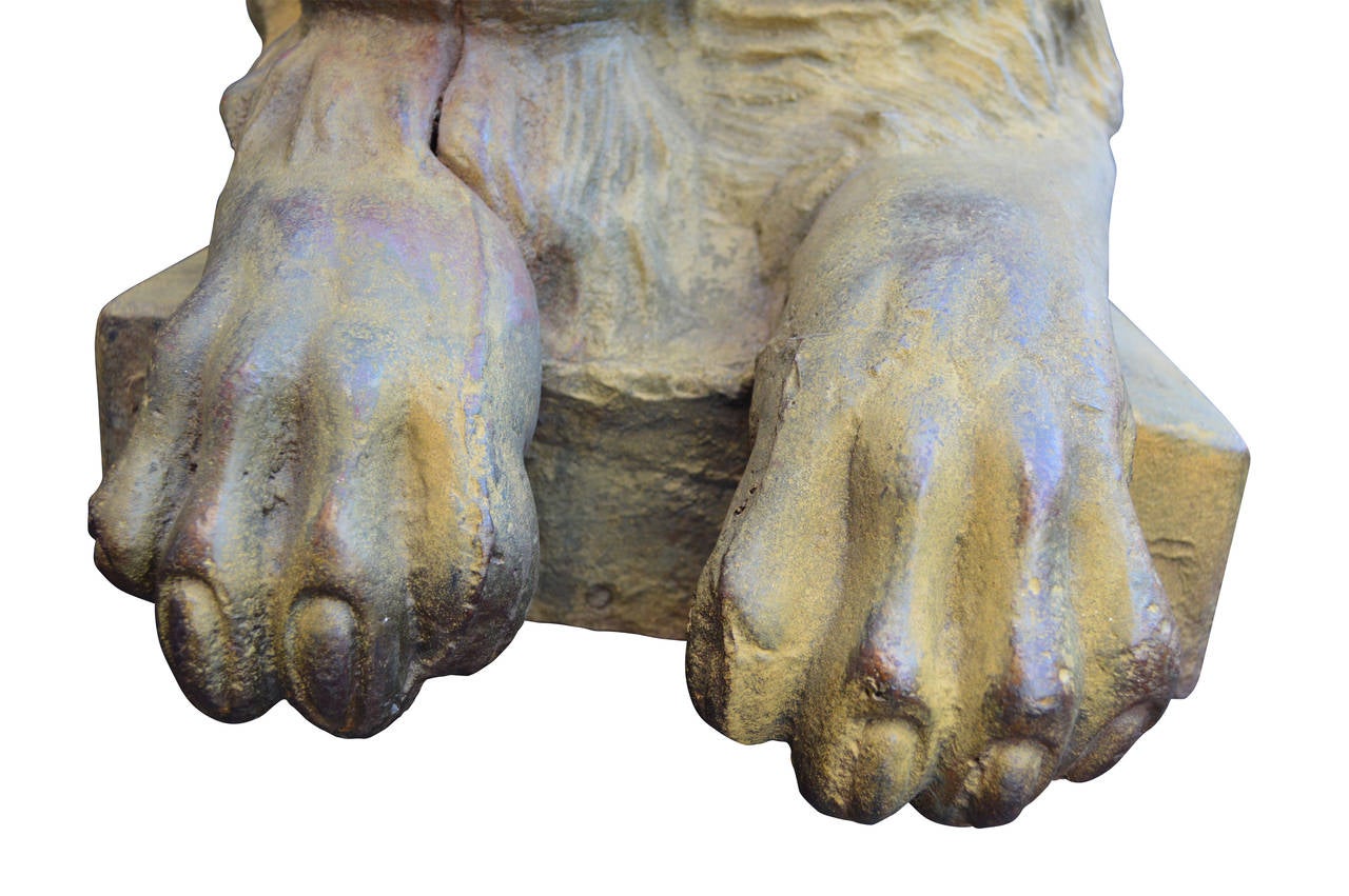 Large Set of Cast Iron Garden Lions 3