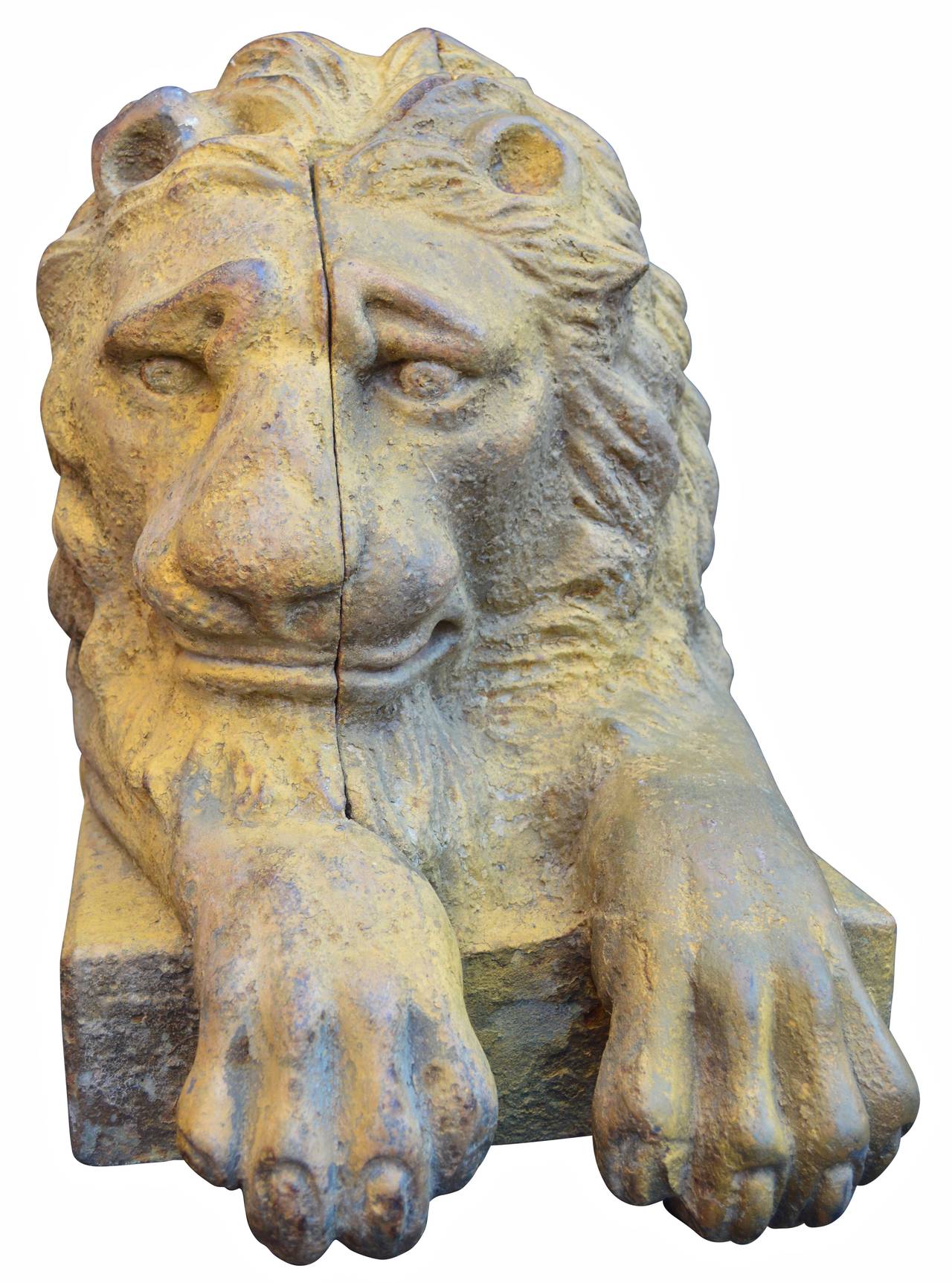 Large Set of Cast Iron Garden Lions 4