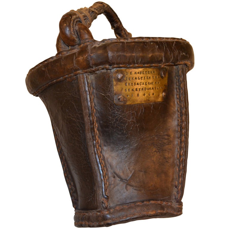 German Leather Fire Bucket Dated 1846 For Sale at 1stdibs