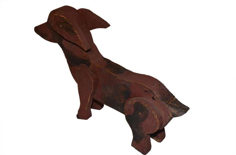 Folk Art Small 19th Century Wooden Toy Dog