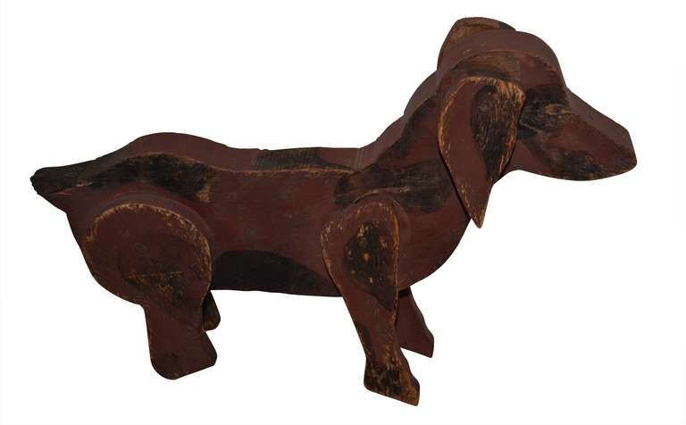 Danish Small 19th Century Wooden Toy Dog