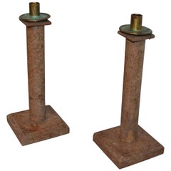 Swedish Pair Of 19th Century Marble Candlesticks