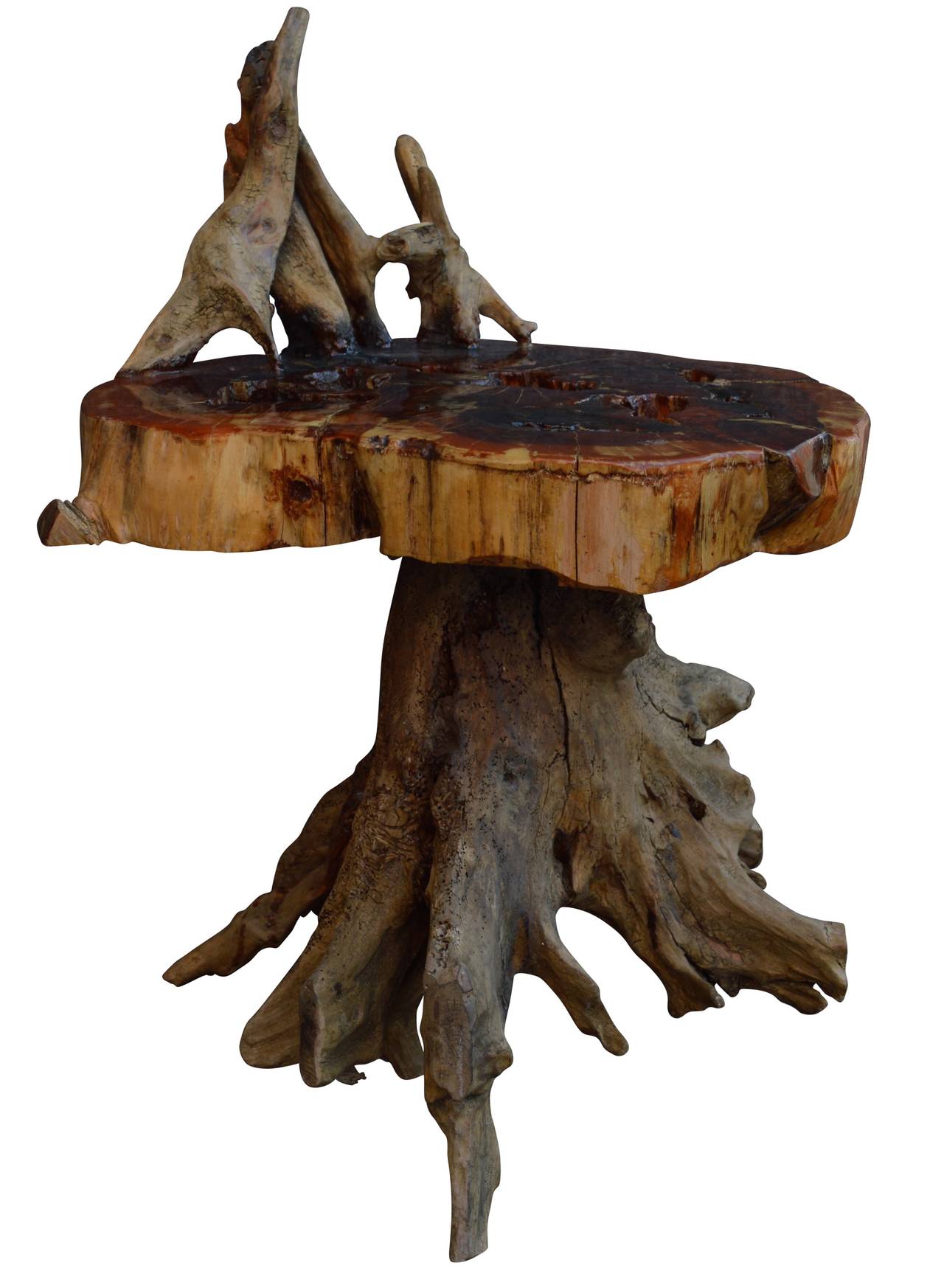 Hand-Crafted Organic Wooden Side Table Or Stool
