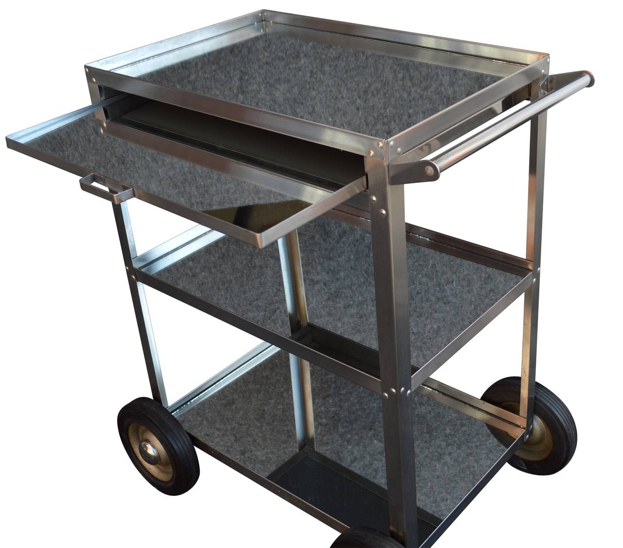 Stainless Steel Bar Cart at 1stDibs