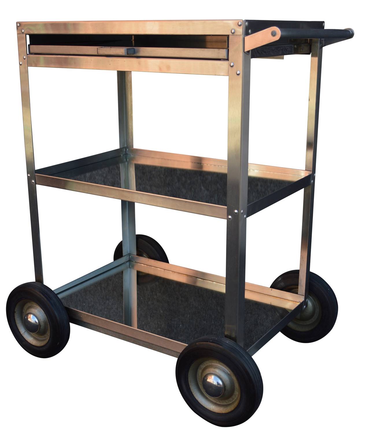 Stainless Steel Bar Cart at 1stDibs