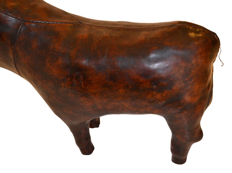 Foot stool - Abercrombie & Fitch Leather Bull In Excellent Condition In Haddonfield, NJ