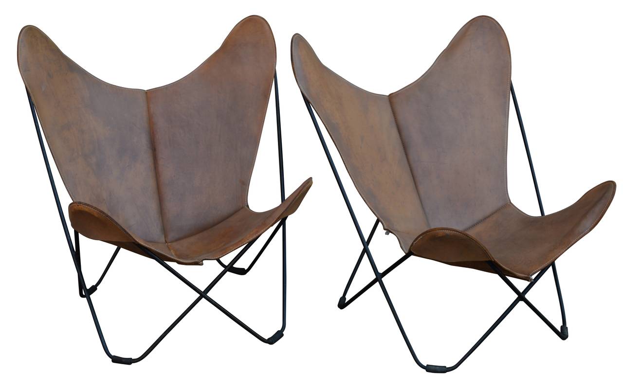 Mid-Century Modern Pair of Vintage Butterfly Ferrari-Hardoy Chairs