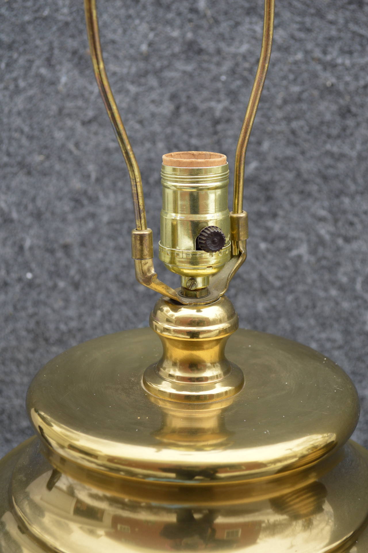Molded Pair of Large Brass Beehive Table Lamps