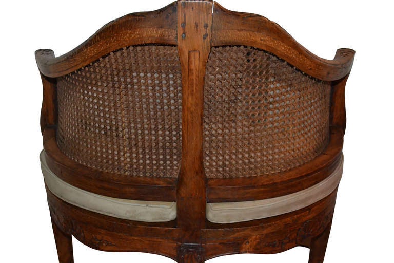 French 18th Century Walnut Corner Cane Chair For Sale 2