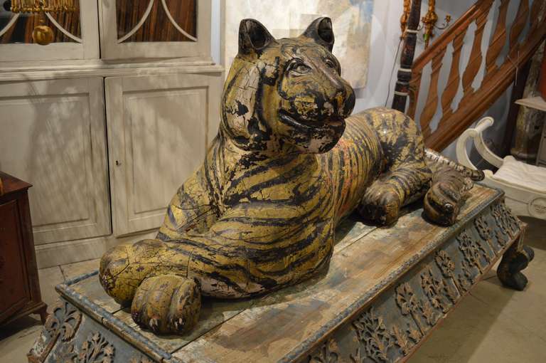 Carved 19th Century Nepalese Sculpture of a Bengal Tiger