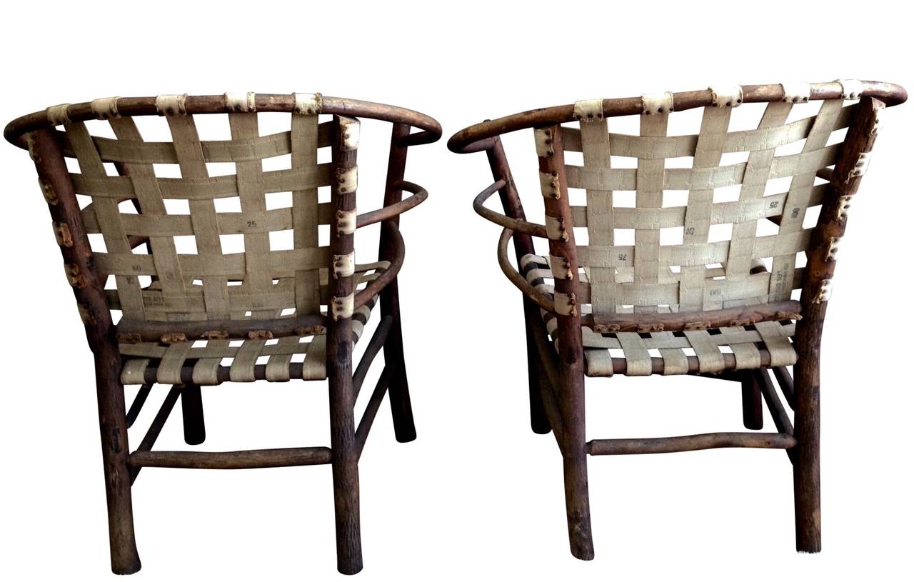 American Pair of Adirondack Armchairs, Marked 1943