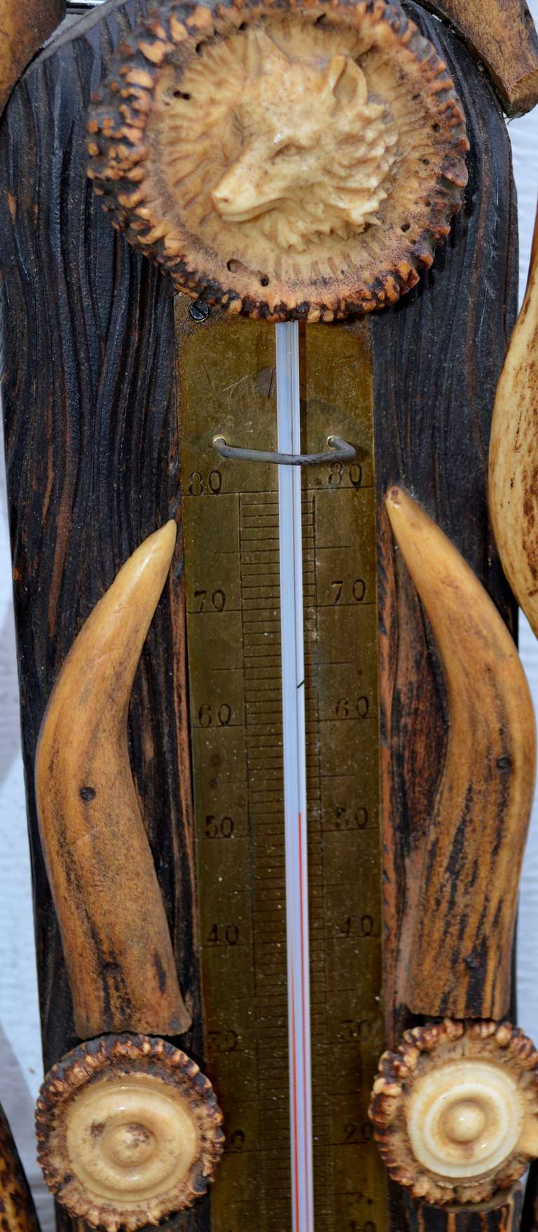 19th Century Black Forest Antler Thermometer
