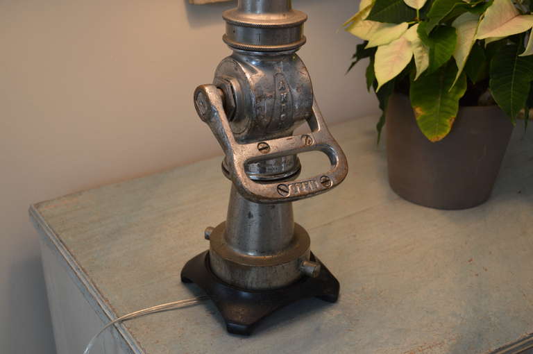 American Craftsman Vintage Fire Hose Nozzle Desk Lamp With Dalmatian Finial
