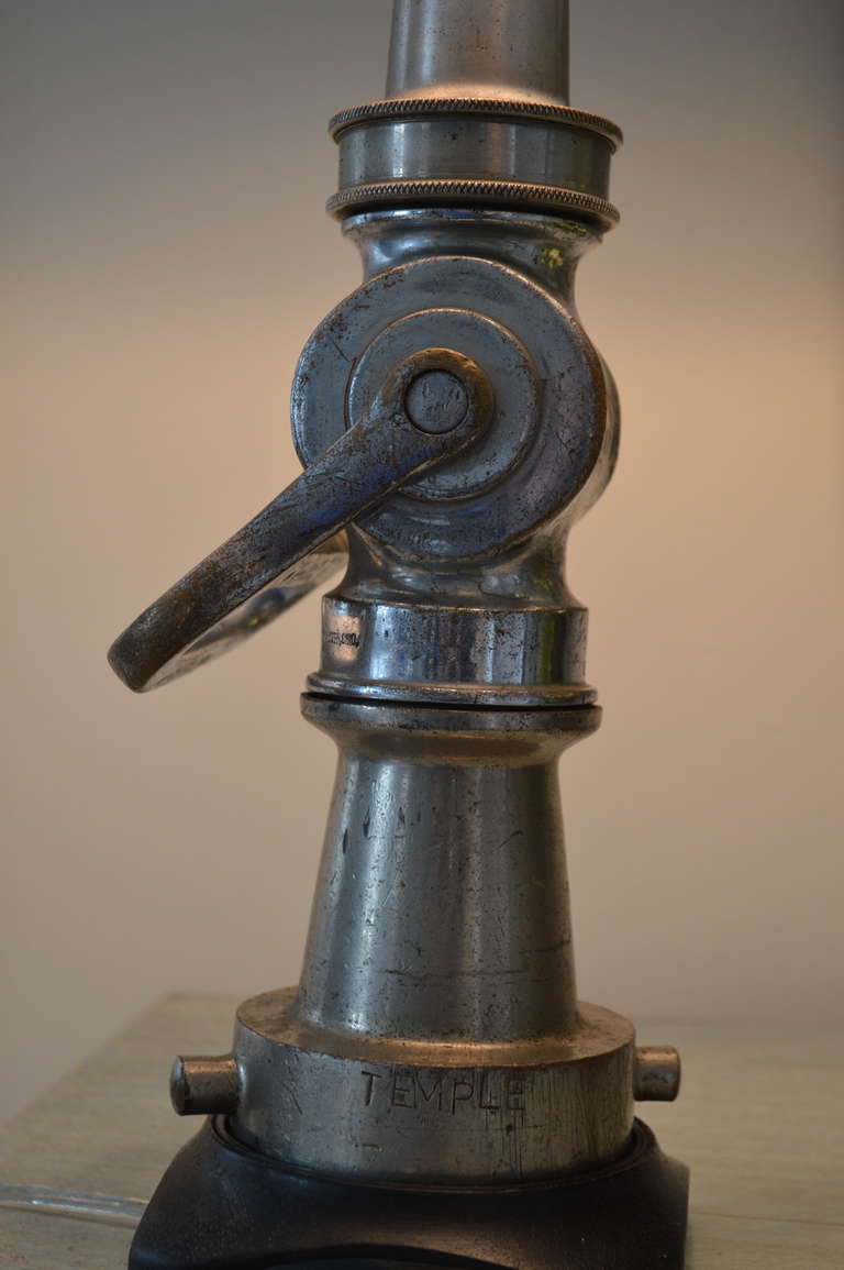 20th Century Vintage Fire Hose Nozzle Desk Lamp With Dalmatian Finial