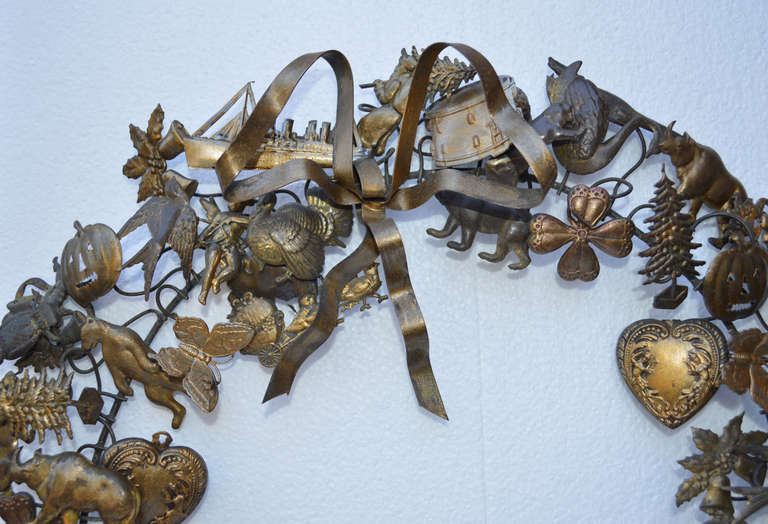 19th C. All Season Door Wreath of Brass