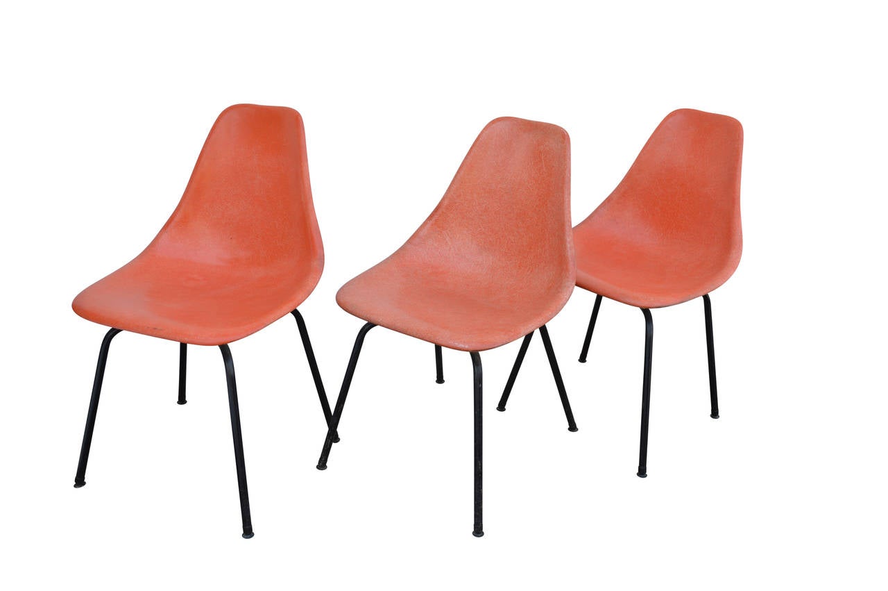 3 Dining Chairs in Charles Eames Manner In Good Condition In Haddonfield, NJ