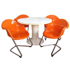 Orange Set of Four Haimi Chairs and Table