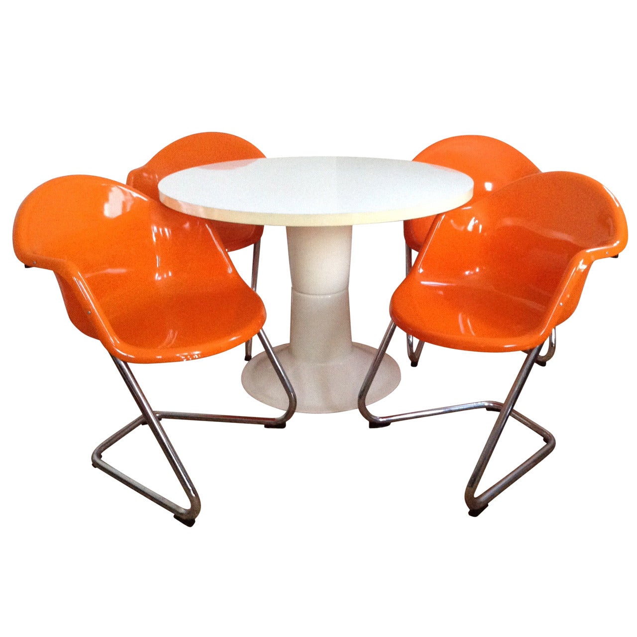 Orange Set of Four Haimi Chairs and Table