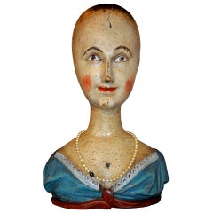 18th C. Folk Art Wig Head