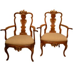 Pair of Danish Rococo Arm Chairs