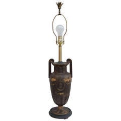 Ceramic Vase Lamp with Brass Urn Finial