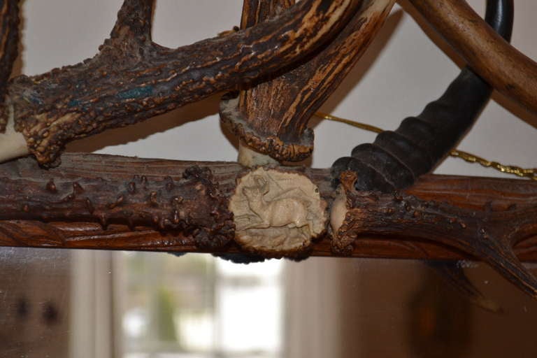 20th Century English Antler Mirror