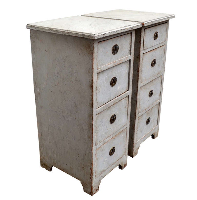 Pair of 19th C. Gustavian Side Chests Of Drawers, Sweden