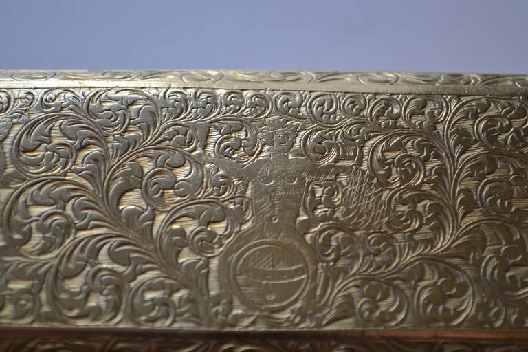 Engraved 18th Century Dutch Brass Snuffbox   For Sale