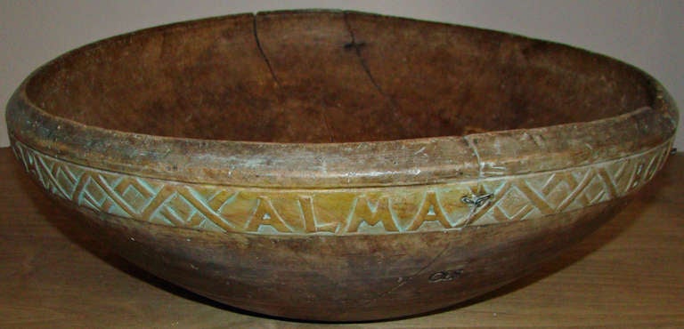 17th Century Wooden Bowl, Sweden In Fair Condition For Sale In Haddonfield, NJ