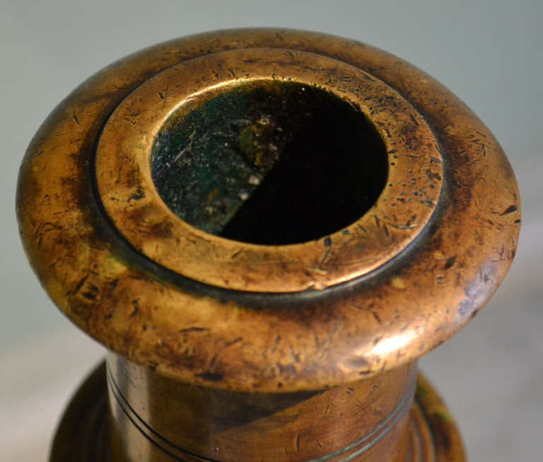 18th c. Pair Of Large Brass Candlesticks