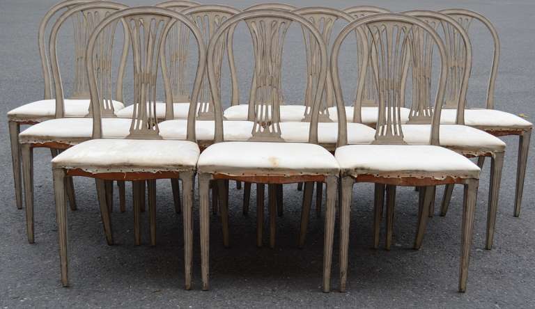 Set of 12 Gustavian Dining Chairs 5