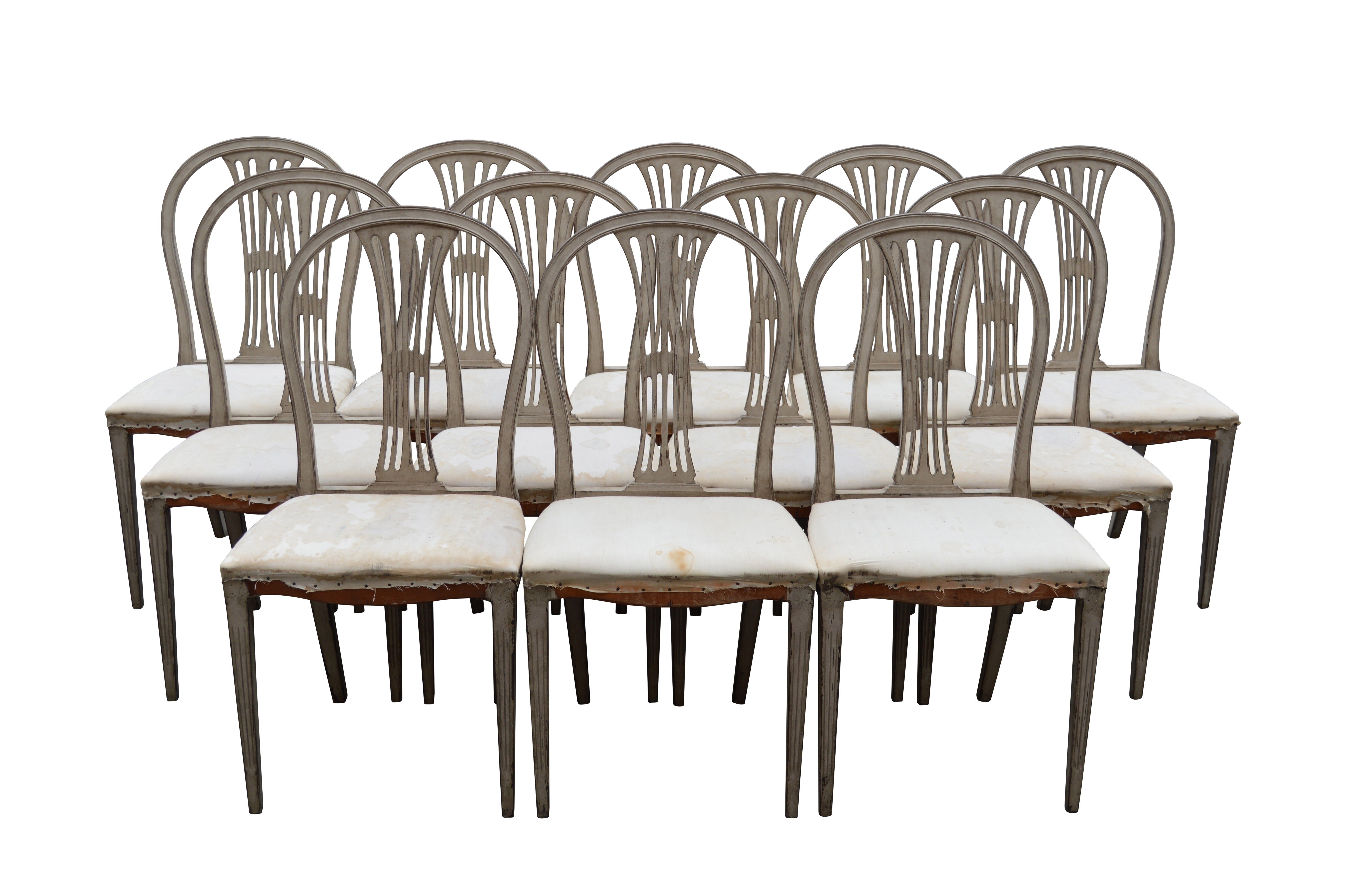 Set of 12 Gustavian Dining Chairs