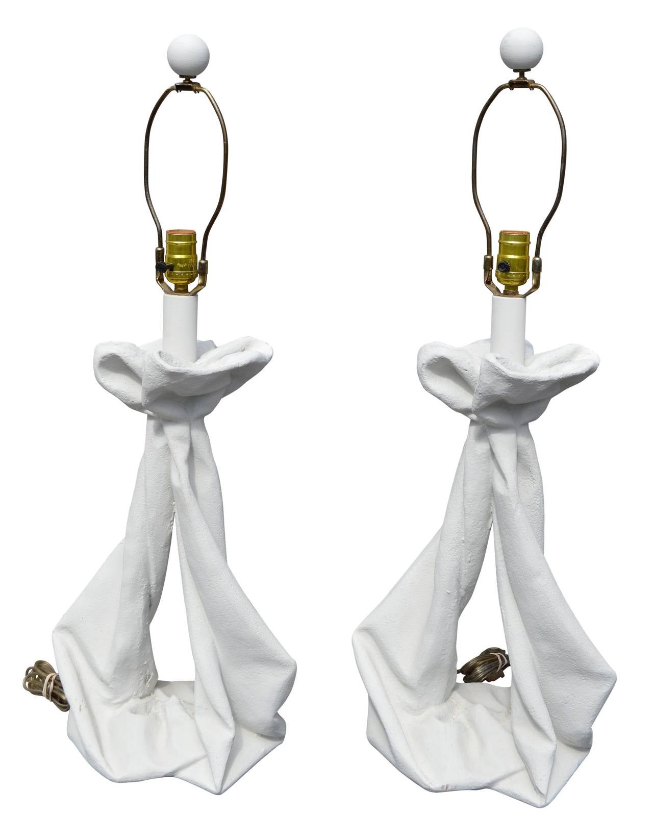 Molded Special Pair of J. Dickinson Style Draped Plaster of Lamps