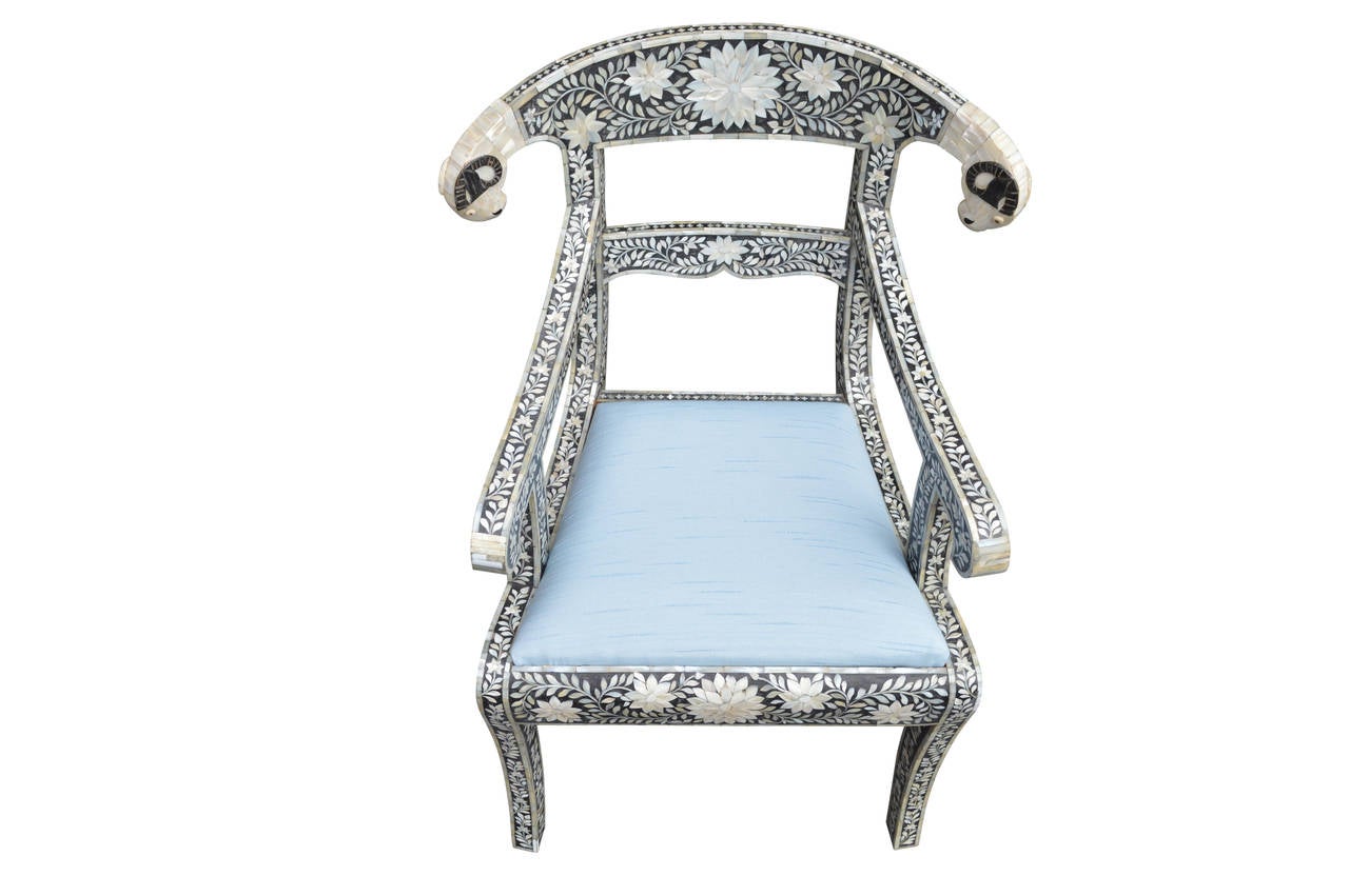Anglo-Indian Mother-of-pearl Inlaid Armchair