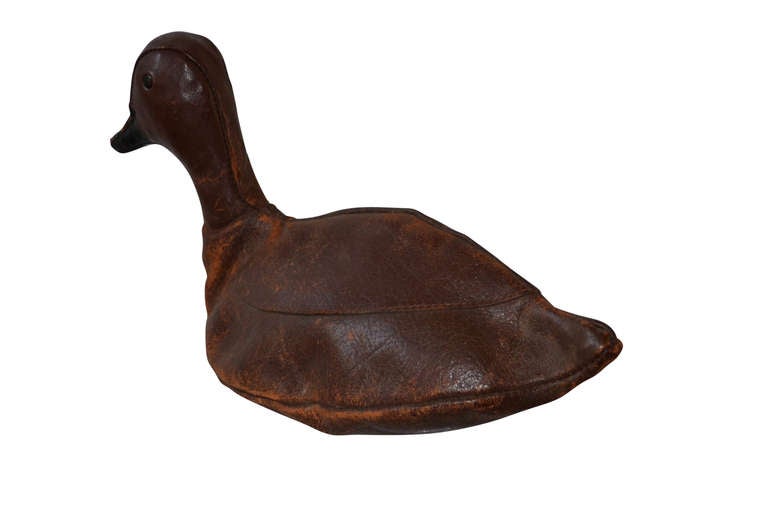 Hand-Crafted Abercrombie & Fitch Leather Duck Decoy