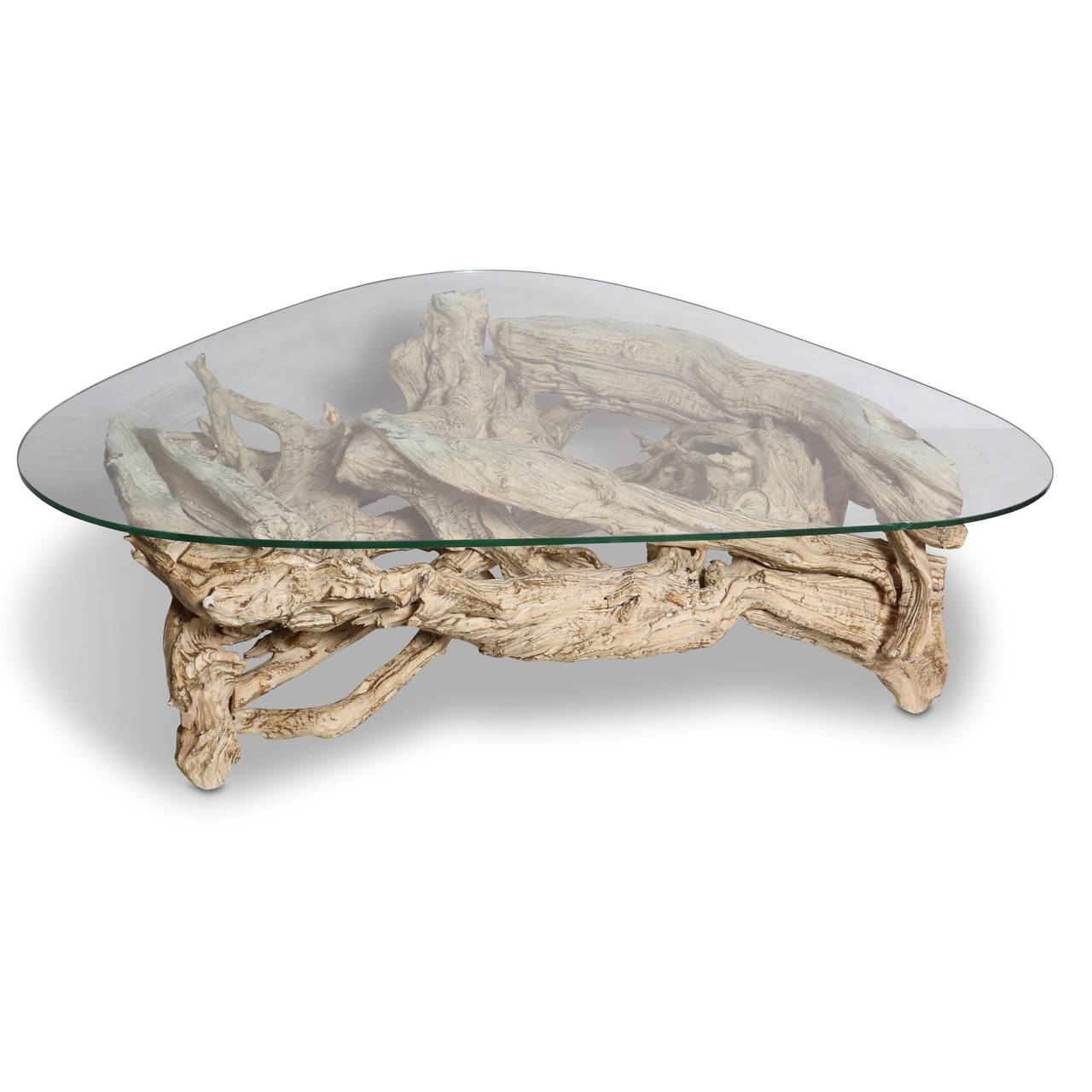 American Mid-Century Gesso Washed Driftwood Cocktail Table, circa 1950s