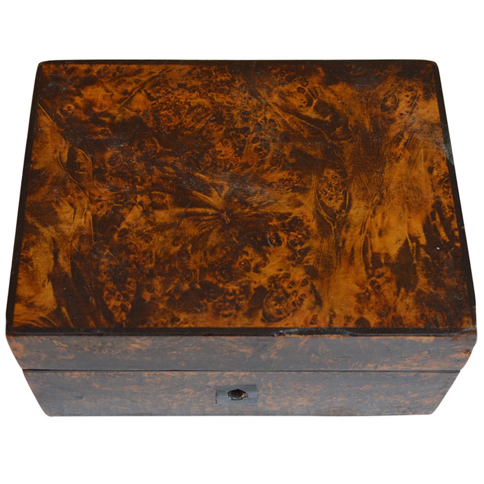 19th C Swedish Birch Wood Jewelry Box