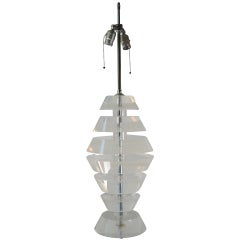 Large Octagon-Shaped Lamp with Thick Trapezoid Rings of Lucite 5