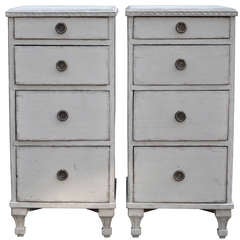 Pair Of Small 19th C. Gustavian-style Bedside Chest Of Drawers