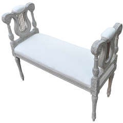 Antique 18th c. Gustavian "Harp" Bench