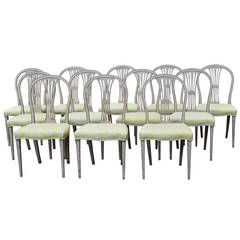 Set of 12 Gustavian Dining Chairs