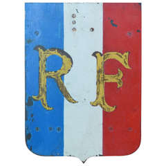19th Century French Border Sign & Flagholder RF
