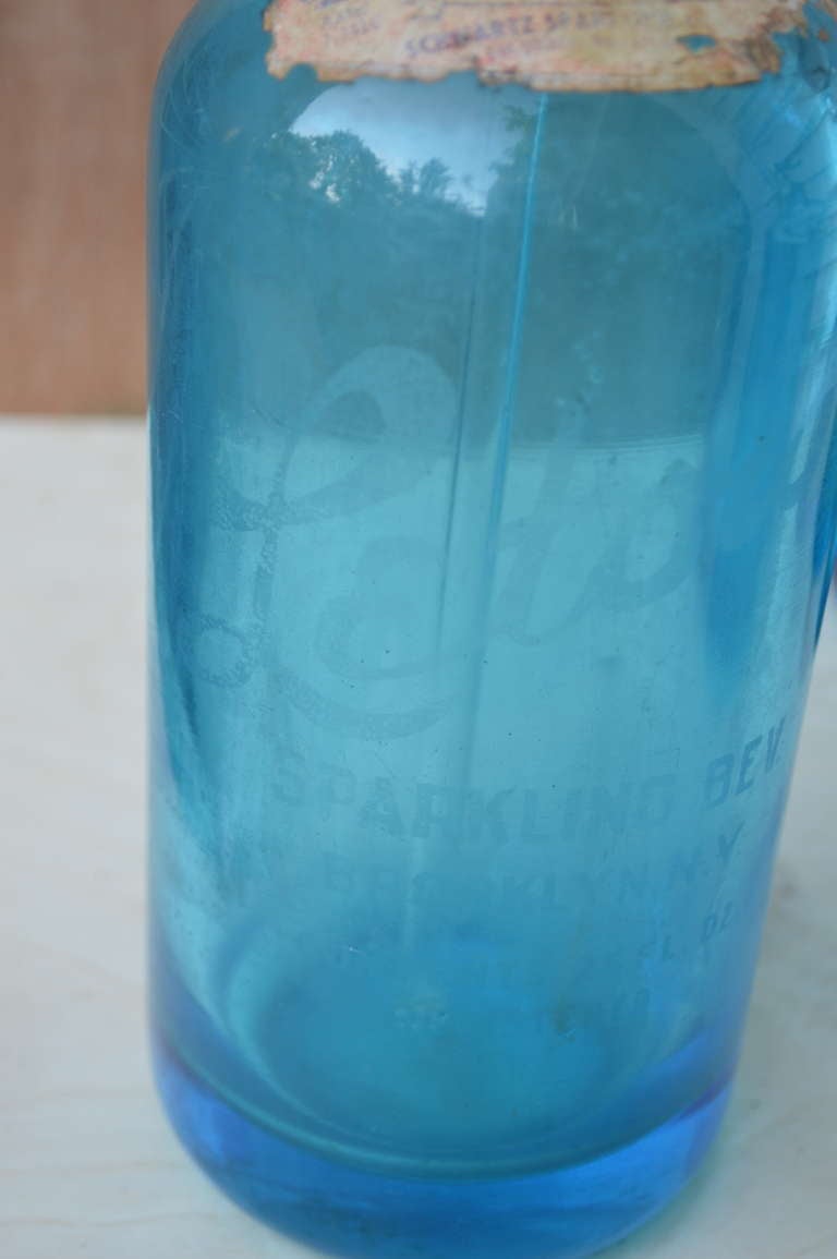 20th Century Four Azure-Blue Seltzer Bottles