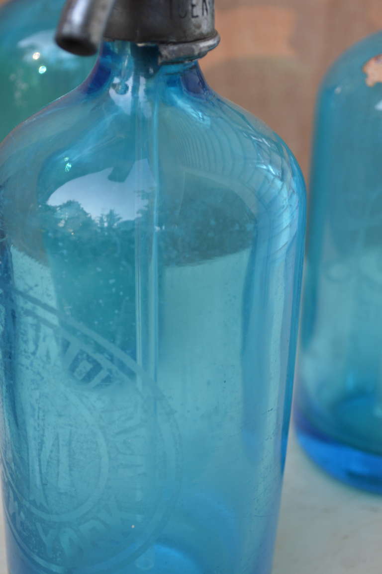 Four Azure-Blue Seltzer Bottles 5