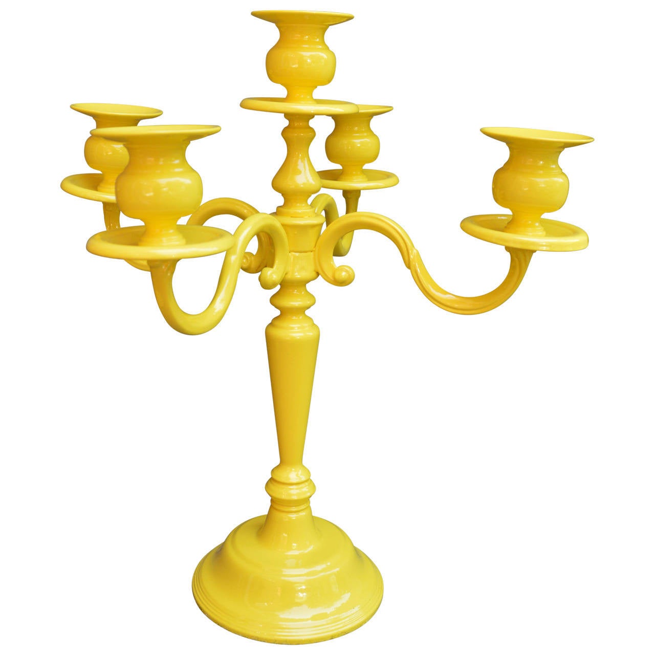 Pair of Yellow Candelabras at 1stdibs