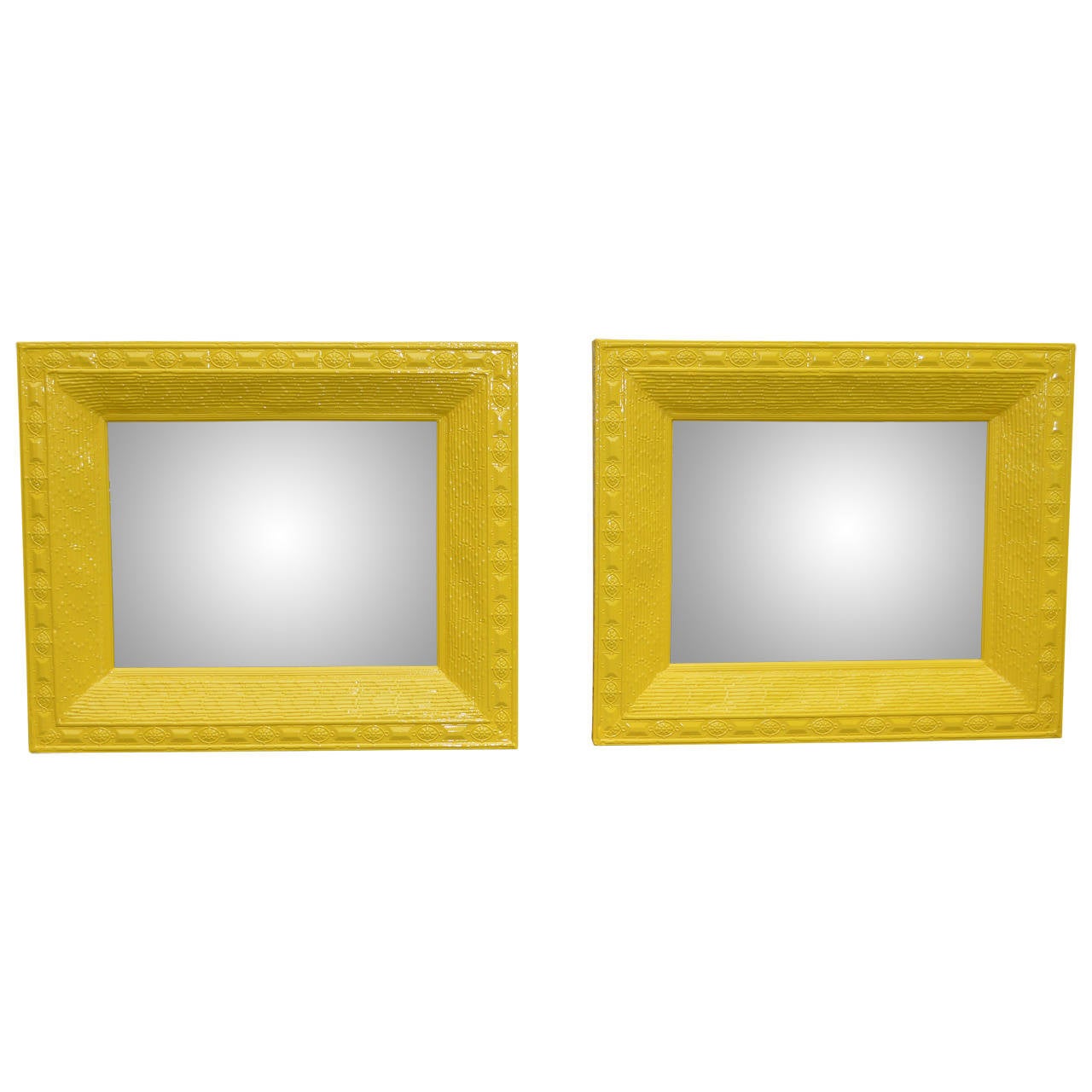 Large Metal Yellow Mirror at 1stDibs