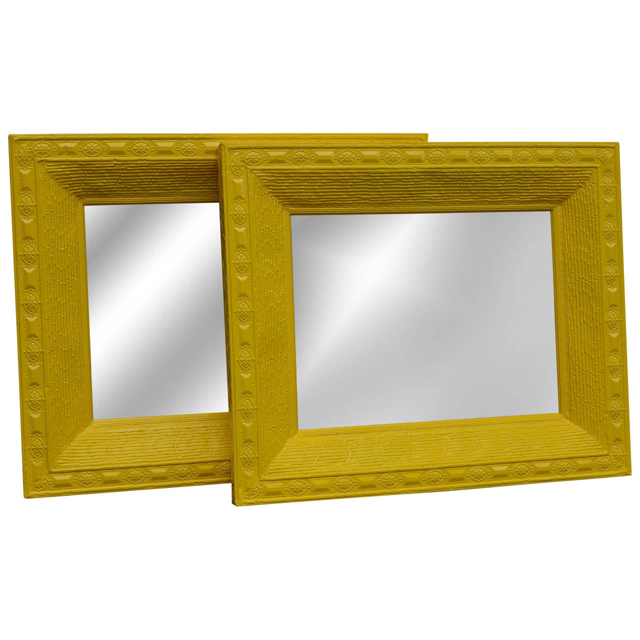 Modern Large Metal Yellow Mirror
